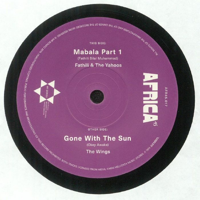 Mabala Part 1 / Gone With The Sun - Vinyl Single vinyl record cover