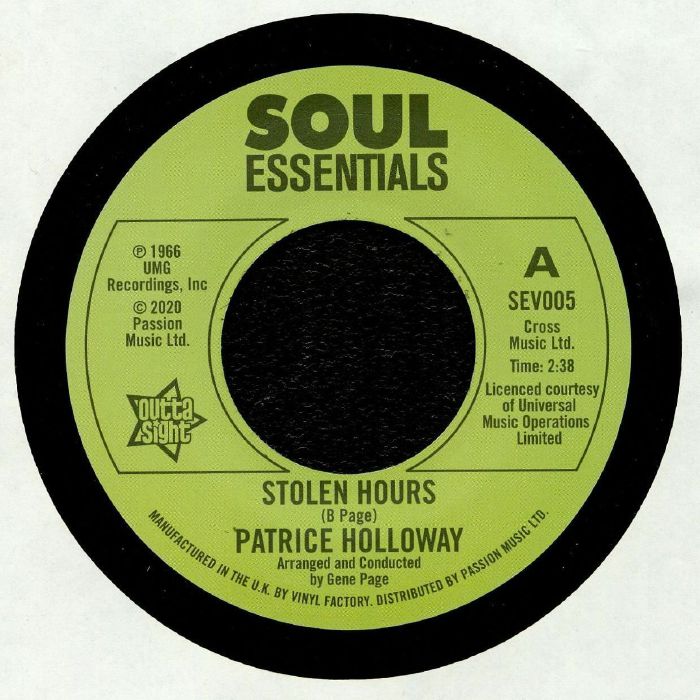 Stolen Hours - Vinyl Single vinyl record cover