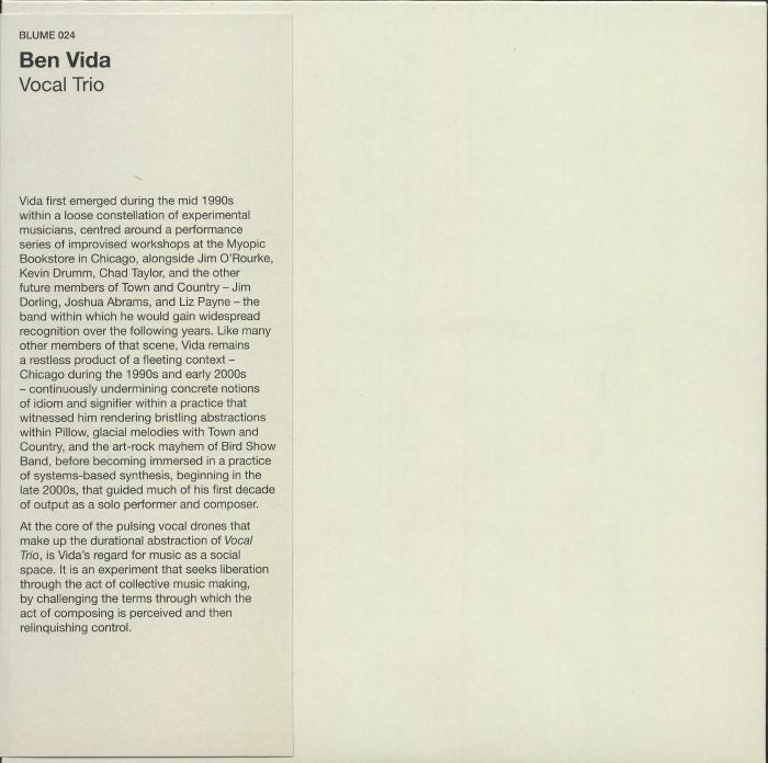 Vocal Trio - Limited Cream Vinyl LP vinyl record cover