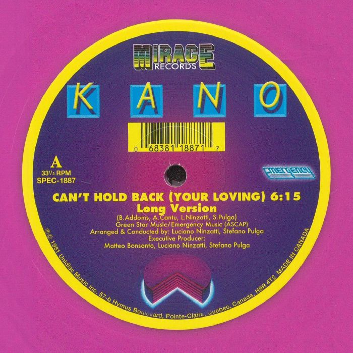 Can't Hold Back (You're Loving) - Limited Edition Purple Vinyl Single vinyl record cover