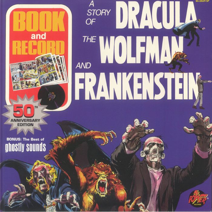 A Story Of Dracula, The Wolfman & Frankenstein - Limited Edition Orange & Green Swirl Vinyl 2xLP vinyl record cover