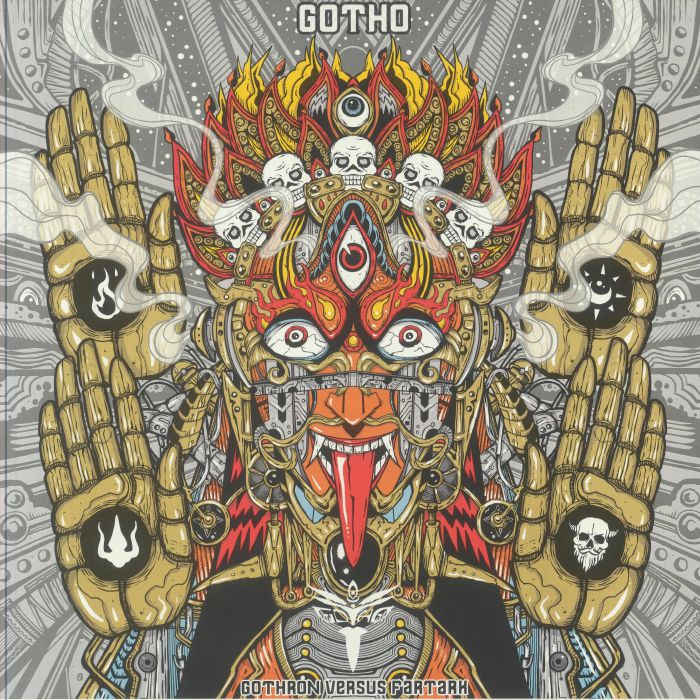 Gothron Versus Fartark - Red & Black Smoke Vinyl LP vinyl record cover