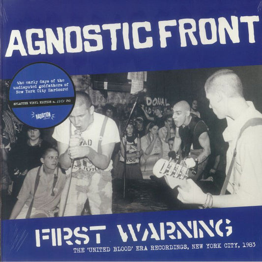 First Warning: The United Blood Era Recordings New York City 1983 - Limited Edition Blue Splatter Vinyl LP vinyl record cover