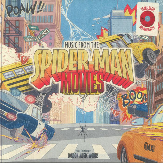 Music From The Spider Man Movies - Red & Black Marbled Vinyl LP vinyl record cover