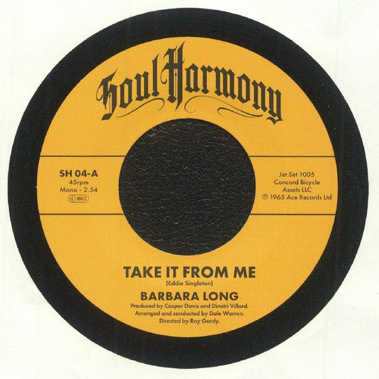 Take It From Me - Vinyl Single vinyl record cover