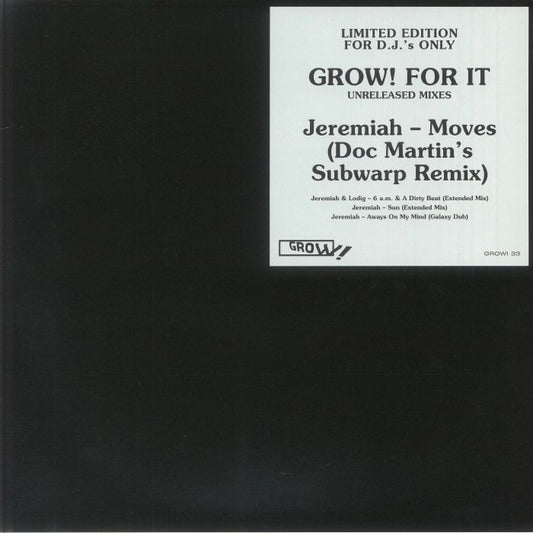 Grow! For It: Unreleased Mixes - Vinyl EP vinyl record cover
