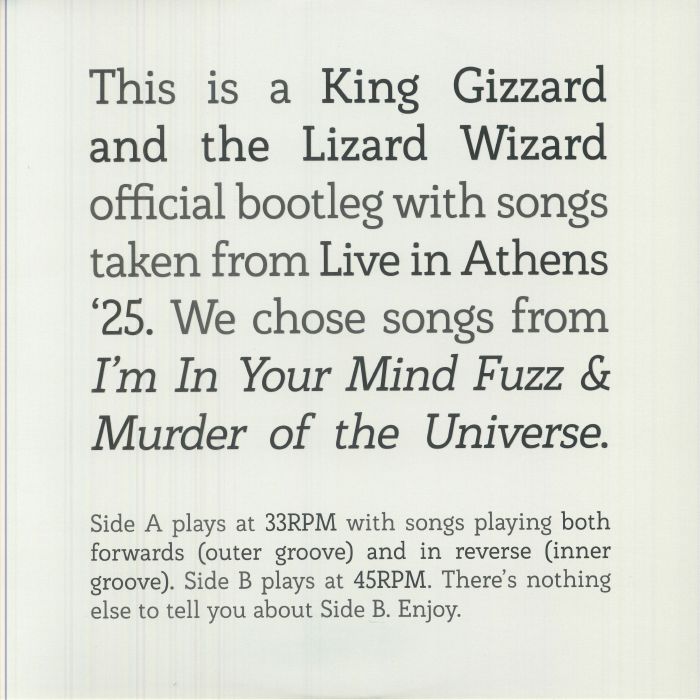 Songs From I'm In Your Mind Fuzz & Murder Of The Universe Live In Athens '25 - Vinyl LP vinyl record cover