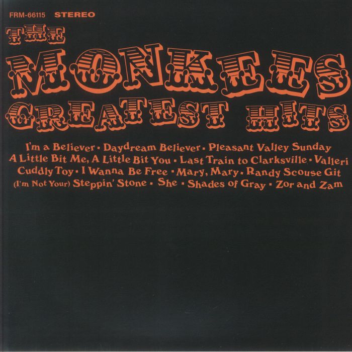 The Monkees Greatest Hits - Limited Edition Orange Vinyl LP vinyl record cover
