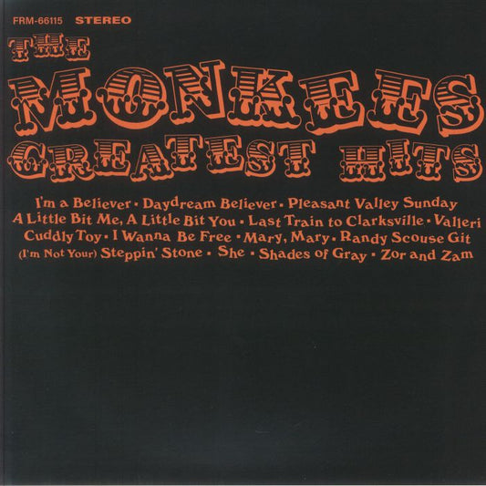 The Monkees Greatest Hits - Limited Edition Orange Vinyl LP vinyl record cover