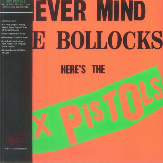 Never Mind The Bollocks Here's The Sex Pistols - Limited Edition 180g Vinyl LP vinyl record cover