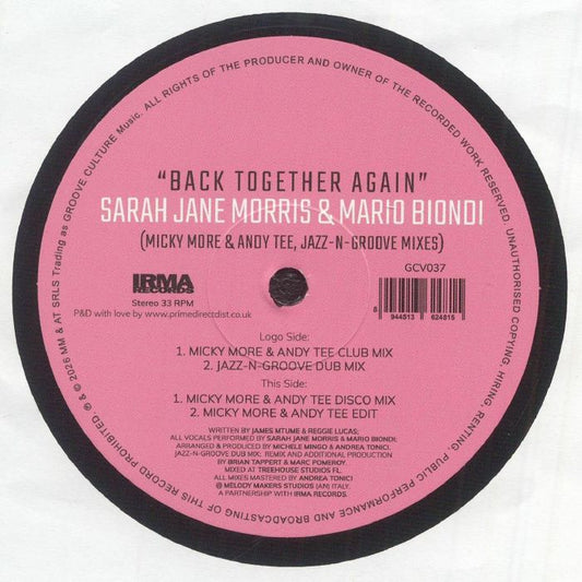 Back Together Again (Mixes) - Vinyl Single vinyl record cover