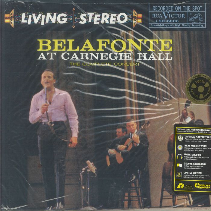 Belafonte At Carnegie Hall: The Complete Concert - 2xLP vinyl record cover