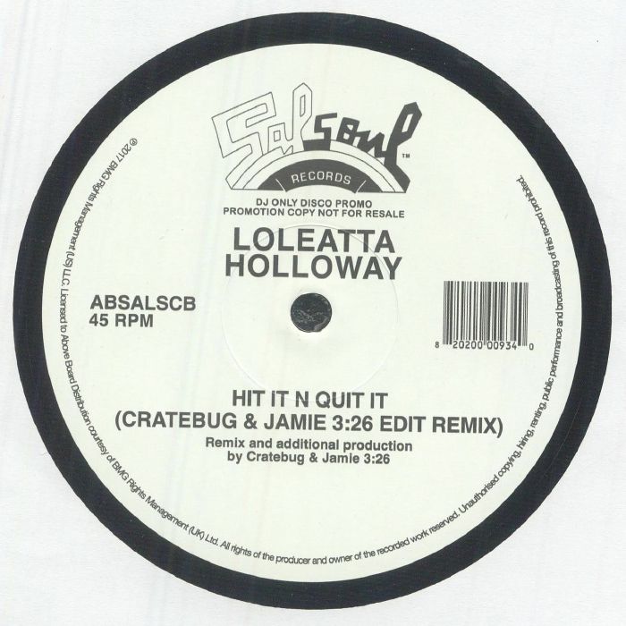 Hit It N Quit It (Cratebug & Jamie 3:26 Edit Remix) - Vinyl Single vinyl record cover