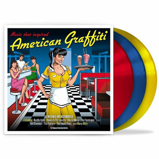 Music That Inspired American Graffiti - Translucent Red Blue And Yellow 3xLP vinyl record cover