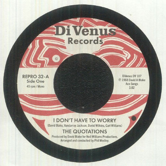 I Don't Have To Worry - Vinyl Single vinyl record cover
