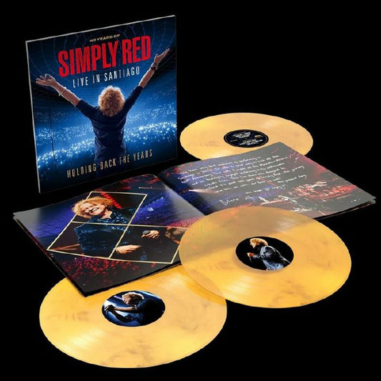 Holding Back The Years: Live In Santiago - Yellow & Black Marbled 3xLP vinyl record cover