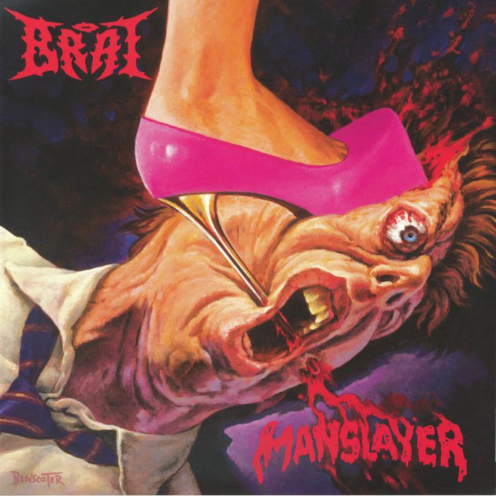 Manslayer - Neon Violet & Ruby Splattered Vinyl LP vinyl record cover