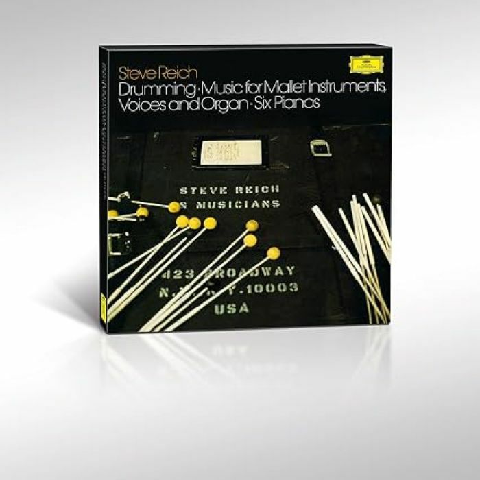 Drumming / Music For Mallet Instruments, Voices & Organ / Six Pianos - 3xLP vinyl record cover