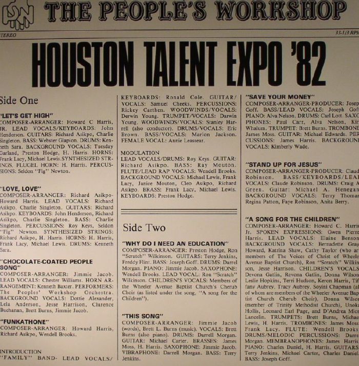 Houston Talent Expo '82 - Vinyl LP vinyl record cover