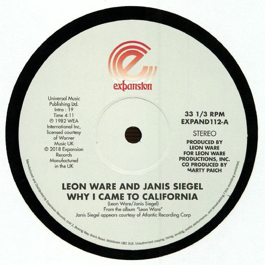 Why I Came To California - Vinyl Single vinyl record cover