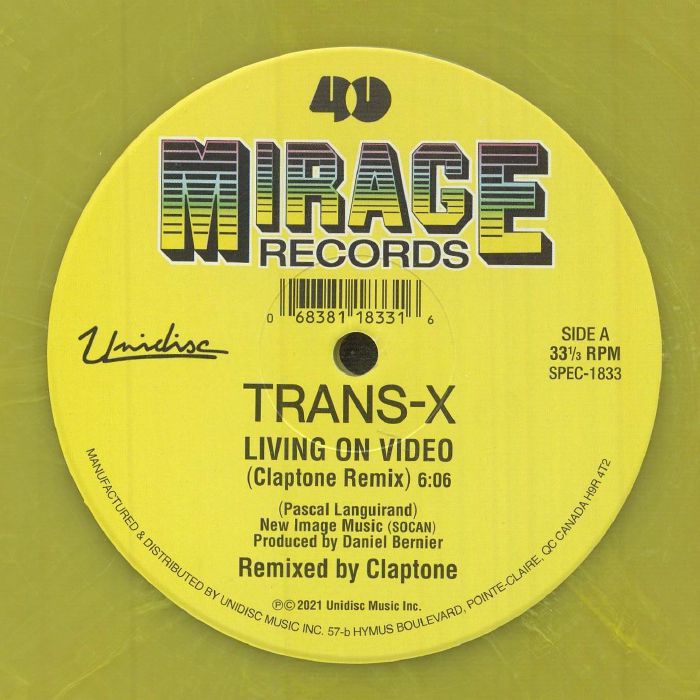 Living On Video - Yellow Vinyl Single vinyl record cover