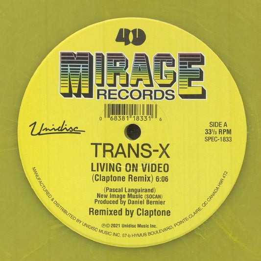 Living On Video - Yellow Vinyl Single vinyl record cover