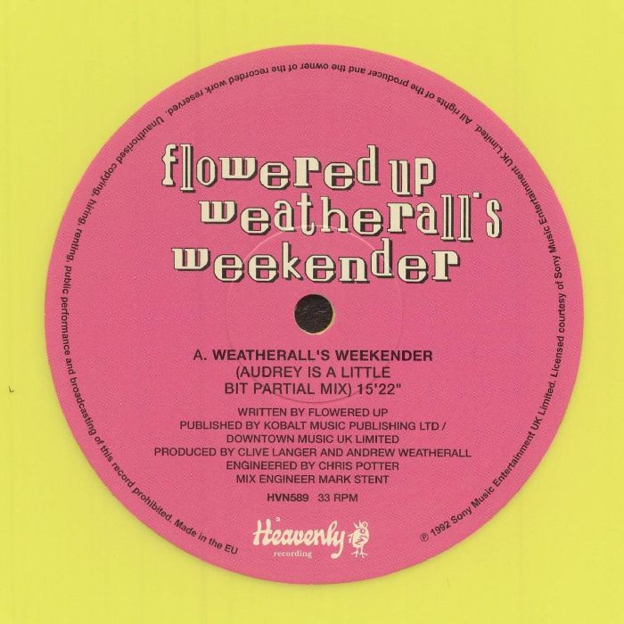 Weatherall's Weekender - Limited Edition Yellow Vinyl Single vinyl record cover