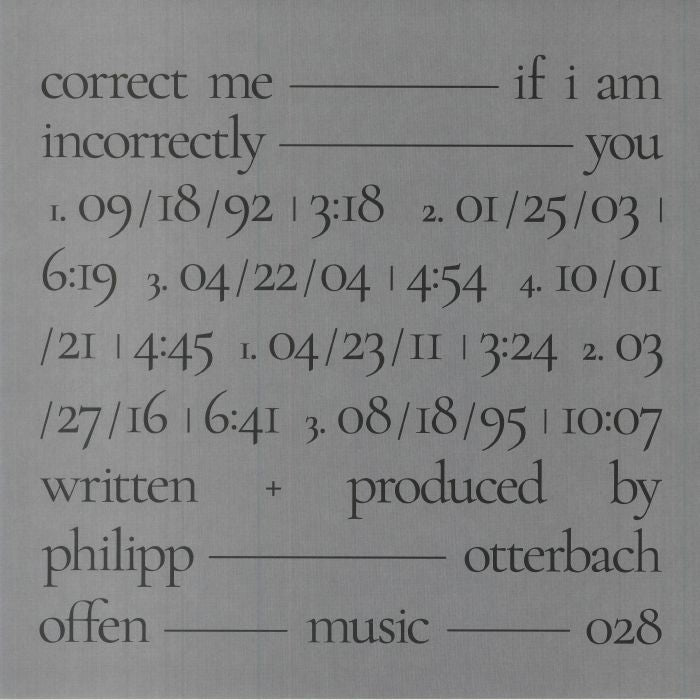 Correct Me If I Am Incorrectly You - Vinyl LP vinyl record cover