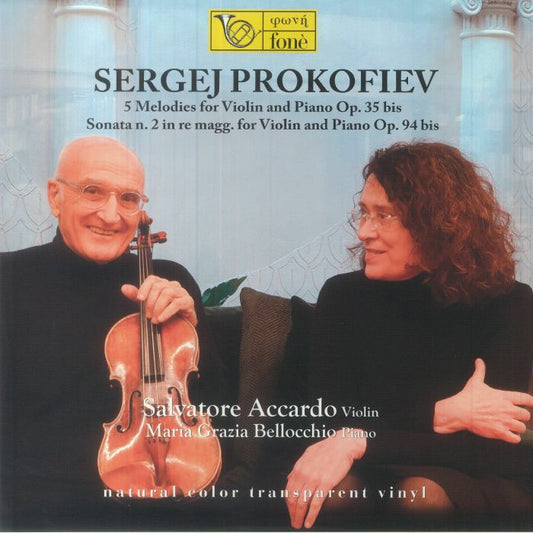 5 Melodies For Violin & Piano Op 35 Bis / Sonata Number 2 In Re Magg For Violin & Piano Op 94 Bis - Limited Edition Transparent Vinyl LP vinyl record cover