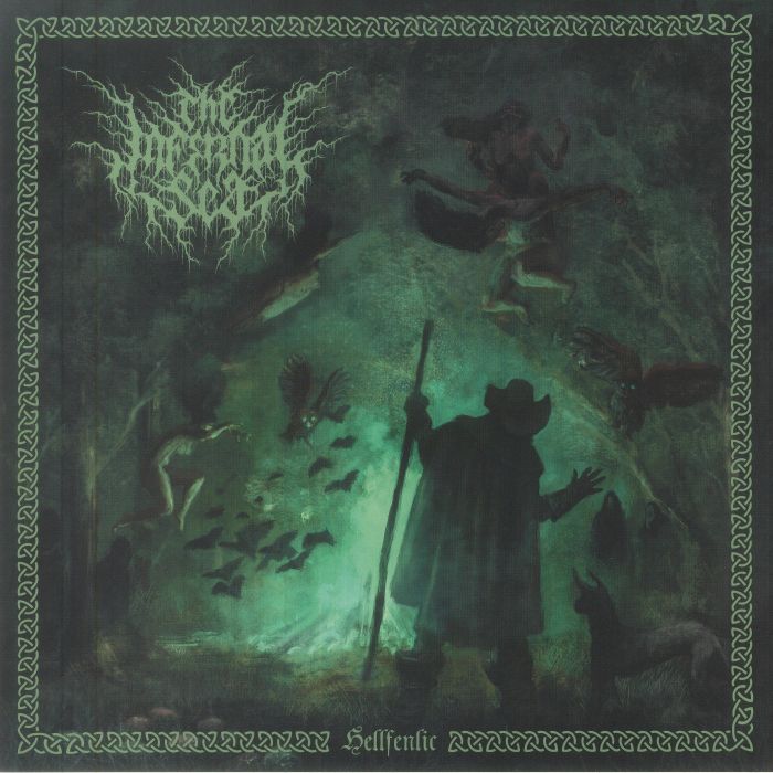 Hellfenlic - Green & Black Split Vinyl LP vinyl record cover